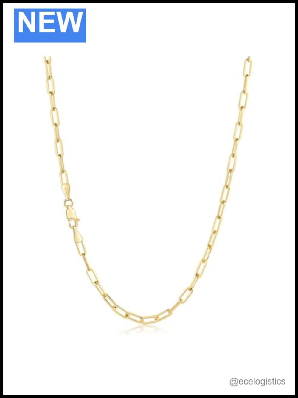 14K Gold Filled Paperclip Necklace 4mm Chain 16-24 In Hypoallergenic